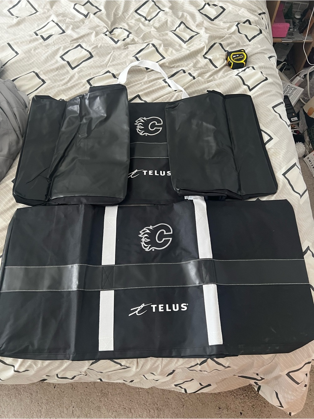 Two x Calgary Flames TELUS Black Hockey Bags Brand New